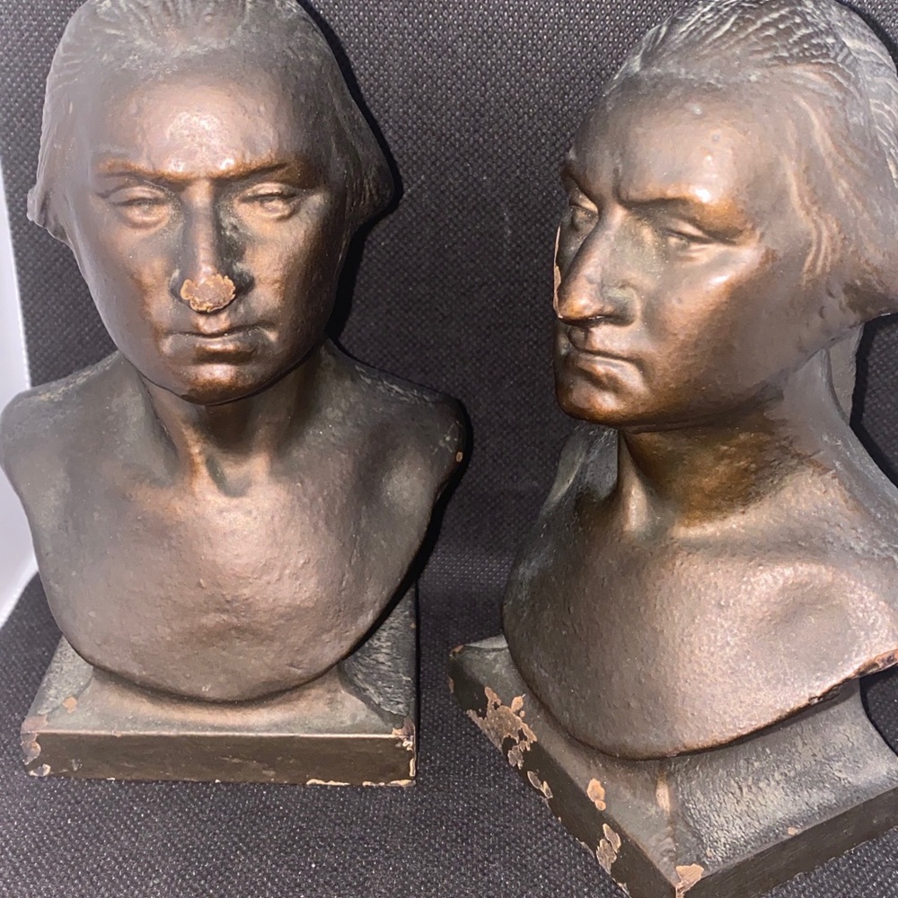 Cast IRON GEORGE WASHINGTON BOOKENDS BRONZE OVERLAY PRESIDENT Door stopper VTG